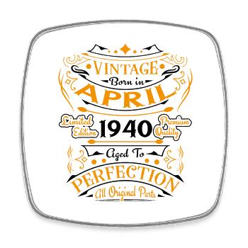 Vintage Nées En Avril 1940 Cadeau D'anniversaire - Magnet carré - blanc - Devant