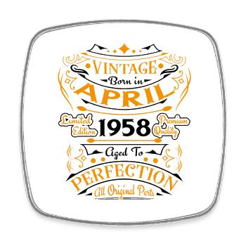 Vintage nées en Avril 1958 Cadeau D'anniversaire - Magnet carré - blanc - Devant