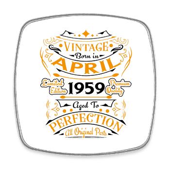 Vintage nées en Avril 1959 Cadeau D'anniversaire - Magnet carré - blanc - Devant