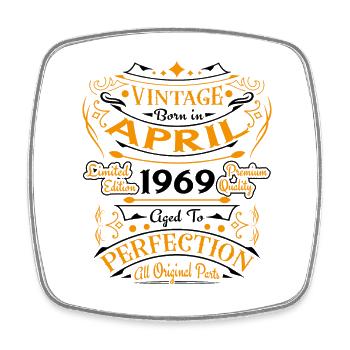 Vintage Nées En Avril 1969 Cadeau D'anniversaire - Magnet carré - blanc - Devant