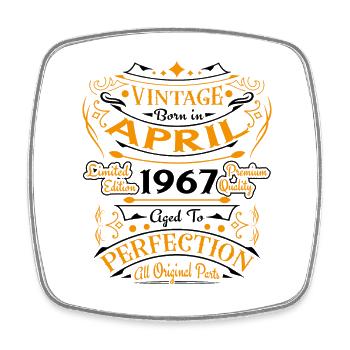 Vintage Nées En Avril 1967 Cadeau D'anniversaire - Magnet carré - blanc - Devant