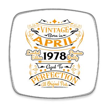 Vintage Nées En Avril 1978 Cadeau D'anniversaire - Magnet carré - blanc - Devant