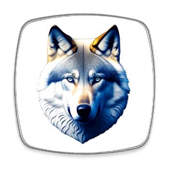 Tête de loup aux yeux bleus - Magnet carré - blanc - Devant