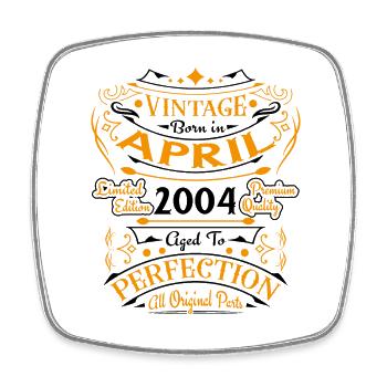 Jahrgang geboren im April 2004 Geburtstagsgeschenk - Viereckiger Kühlschrankmagnet - Weiß - Vorne
