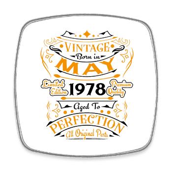Vintage Nées En Mai 1978 Cadeau D'anniversaire - Magnet carré - blanc - Devant