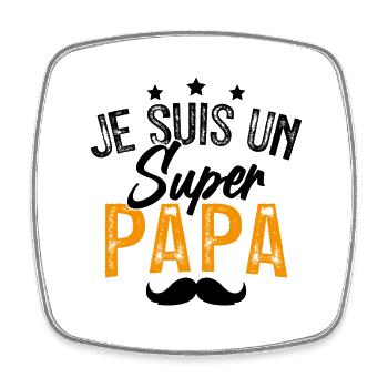 Je suis un super papa idée cadeau - Magnet carré - blanc - Devant