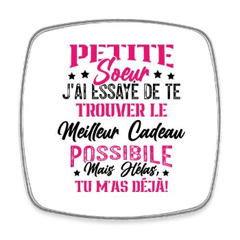 Meilleure Petite Soeur du monde idée cadeau - Magnet carré - blanc - Devant