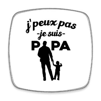 Je peux pas je suis papa bébé - Magnet carré - blanc - Devant
