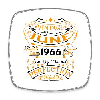 Vintage Rétro Juin 1966 Cadeau D'anniversaire - Magnet carré - blanc - Devant