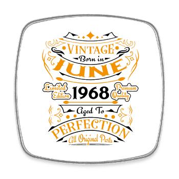 Vintage Rétro Juin 1968 Cadeau D'anniversaire - Magnet carré - blanc - Devant