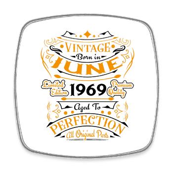 Vintage Rétro Juin 1969 Cadeau D'anniversaire - Magnet carré - blanc - Devant