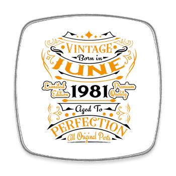 Vintage Rétro Juin 1981 Cadeau D'anniversaire - Magnet carré - blanc - Devant