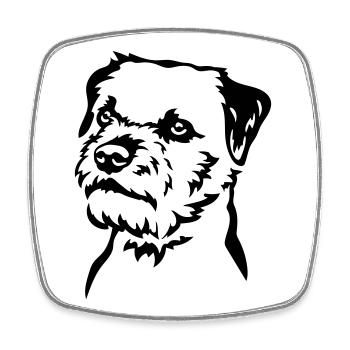 Tête de Border Terrier - Magnet carré - blanc - Devant