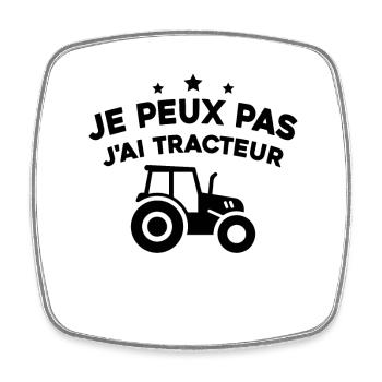 J'peux pas j'ai tracteur - Magnet carré - blanc - Devant
