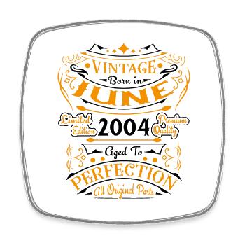 2004 June vintage born in June 2004 anniversary - Square fridge magnet - white - Front