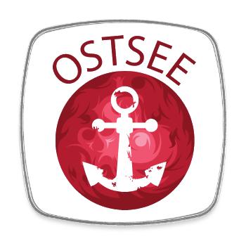 Ostsee See Anker Symbol Sonne Mond Illustration - Viereckiger Kühlschrankmagnet - Weiß - Vorne