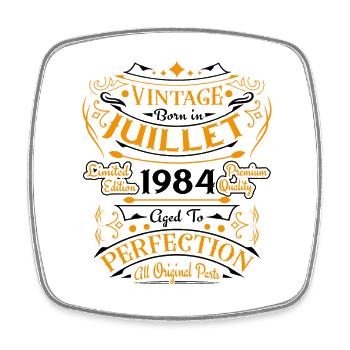 Made in July 1984 Vintage Anniversary 1984 - Square fridge magnet - white - Front