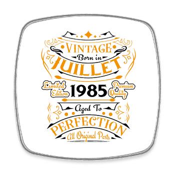 Vintage Geburtstagsgeschenk Vintage Juli 1985 - Viereckiger Kühlschrankmagnet - Weiß - Vorne