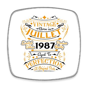 Vintage Geburtstagsgeschenk Vintage Juli 1987 - Viereckiger Kühlschrankmagnet - Weiß - Vorne