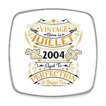 2004 Vintage Retro July 2004 Anniversary - Square fridge magnet - white - Front