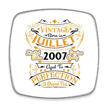 Vintage Nées En Juillet 2007 Cadeau D'anniversaire - Magnet carré - blanc - Devant
