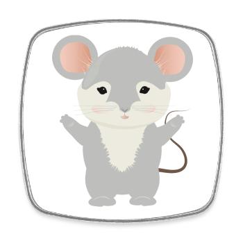 mignonne petite souris à la fourrure grise - Magnet carré - blanc - Devant
