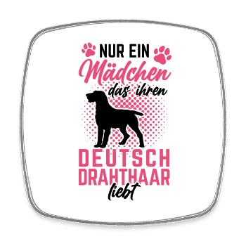 Mädchen das ihren Deutsch Drahthaar liebt - Viereckiger Kühlschrankmagnet - Weiß - Vorne