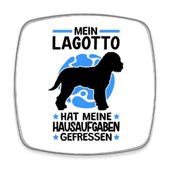 Lagotto Romagnolo hat Hausaufgaben gefressen - Viereckiger Kühlschrankmagnet - Weiß - Vorne