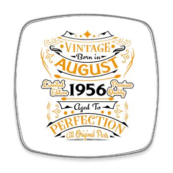 Vintage Anniversaire Cadeau Nées en Août 1956 - Magnet carré - blanc - Devant