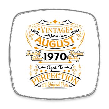Vintage Aout 1970 Rétro Cadeau Anniversaire - Magnet carré - blanc - Devant