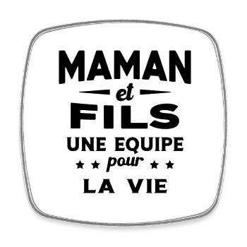 Maman et Fils une equipe Cadeau Fête Des Mères - Magnet carré - blanc - Devant
