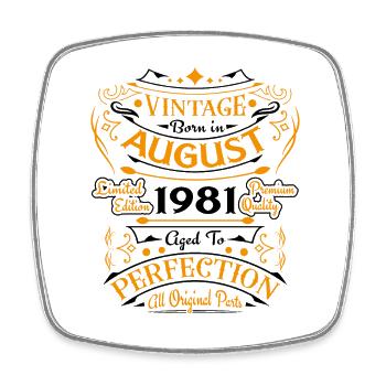 Août 1981 Vintage Anniversaire Rétro - Magnet carré - blanc - Devant