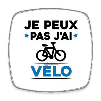 Je Peux Pas J'ai Vélo Cadeau Cycliste - Magnet carré - blanc - Devant