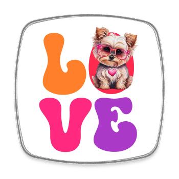 Hund Yorkshire Terrier - Viereckiger Kühlschrankmagnet - Weiß - Vorne