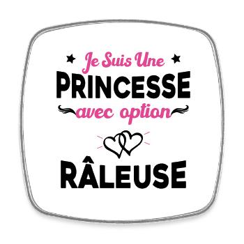 je suis une princesse avec option râleuse femme - Magnet carré - blanc - Devant