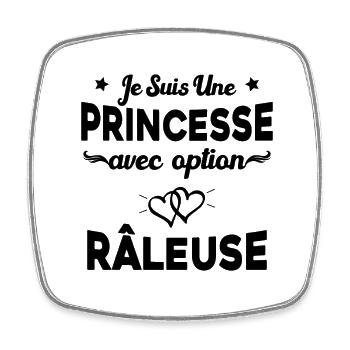 je suis une princesse avec option râleuse femme - Magnet carré - blanc - Devant