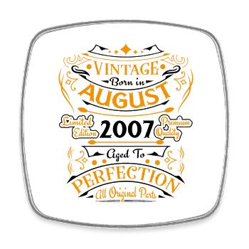 August 2007 - Birthday in August Gift - Square fridge magnet - white - Front