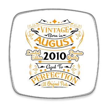 August 2010 Vintage Geburtstag Geschenkidee - Viereckiger Kühlschrankmagnet - Weiß - Vorne