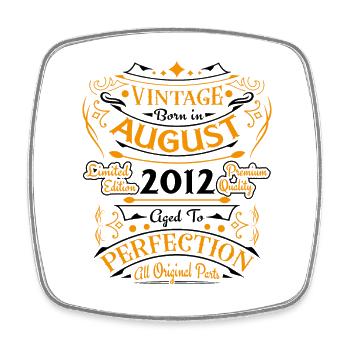 August 2012 Anniversary 2012 Birthday Gift - Square fridge magnet - white - Front