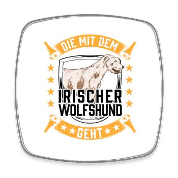 Die mit dem Irischer Wolfshund Irland Windhund - Viereckiger Kühlschrankmagnet - Weiß - Vorne
