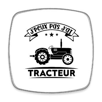 J'peux pas j'ai tracteur - Magnet carré - blanc - Devant