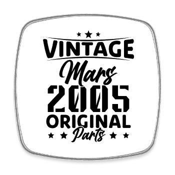 Vintage né en Mars 2005 Cadeau D'anniversaire - Magnet carré - blanc - Devant