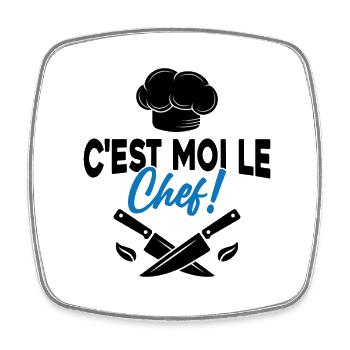 C'est moi le chef Toque de cuisinier - Magnet carré - blanc - Devant