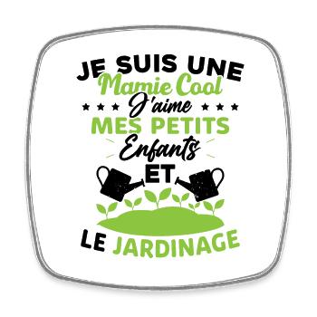 Mamie j'aime mes petite enfants et le jardinage - Magnet carré - blanc - Devant