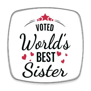Voted World's Best Sister Hoodie Design - Square fridge magnet - white - Front