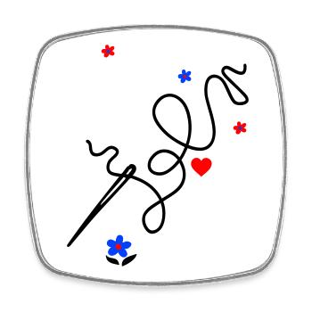 Sewing by hand brings love and joy - Square fridge magnet - white - Front