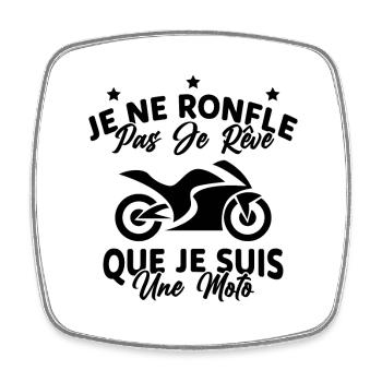 Je Ne Ronfle Pas Je Rêve Que Je Suis Une Moto - Magnet carré - blanc - Devant