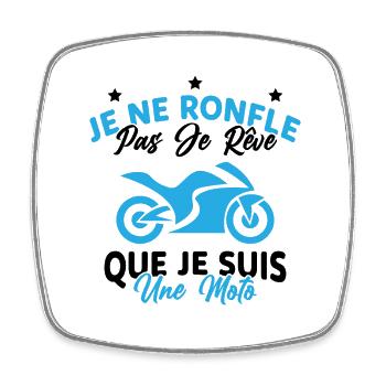 Je Ne Ronfle Pas Je Rêve Que Je Suis Une Moto - Magnet carré - blanc - Devant