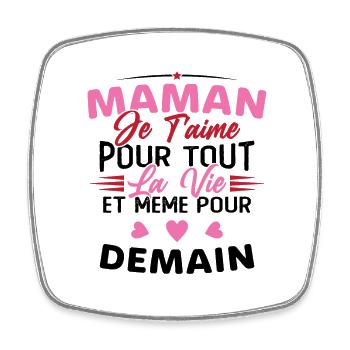 Maman je t'aime Mère Bébé Naissance Amour - Magnet carré - blanc - Devant