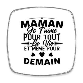 Maman je t'aime Mère Bébé Naissance Amour - Magnet carré - blanc - Devant
